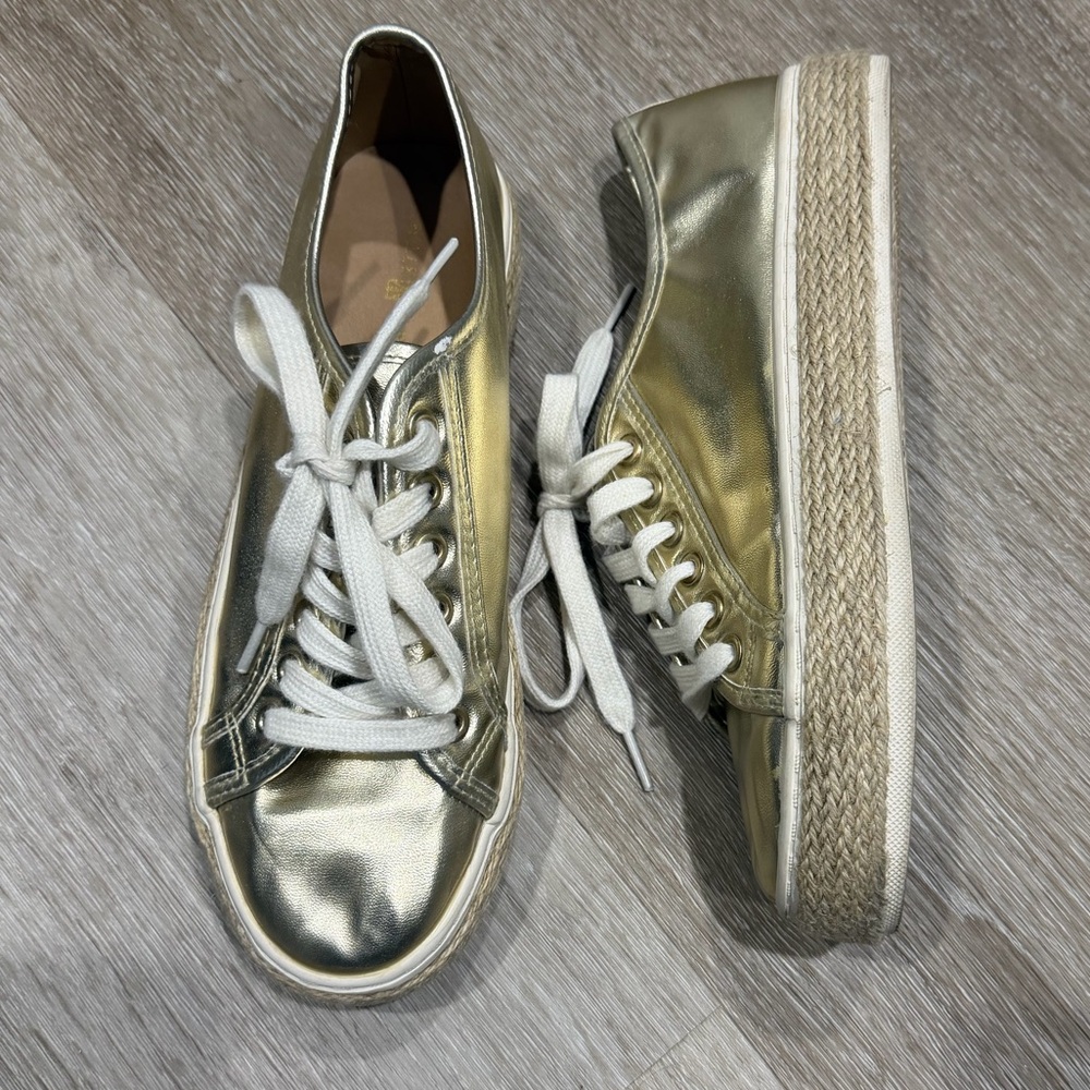Metallic Gold Michelle Mcdowell Women's Lace-Up Platform Sneakers